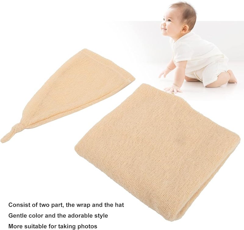 Newborn Photo Prop Set Knit Mohair Hat And Wrap 40x160cm 0 1 Month - Image 5